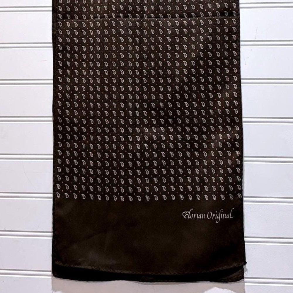Vintage Elorian Original Brown Paisley Scarf Oblong Dark Academia